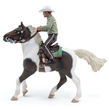 Papo 51573 Cowboy & his horse Cowboy with horse toy horses model skebald cowboys