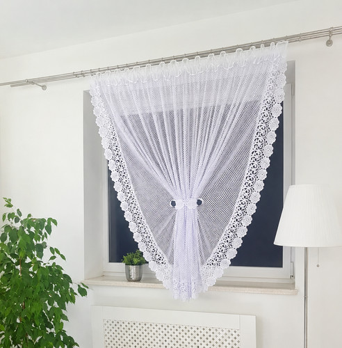 Ready made white net - ready, curtain