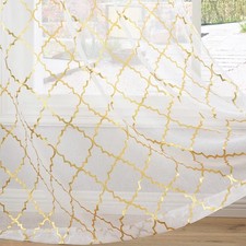 Gold White Sheer Curtains 108