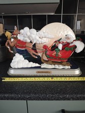 Holiday creations Santa sleigh Moon animated moving RARE vintage decor