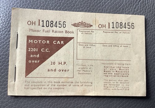 Motor fuel ration book 2201cc - fuel,