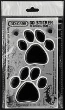 1 Pair Black Wolf Dog Bear Paw 3D Stickers Decal Domed Resin Cars Walls 70x70mm