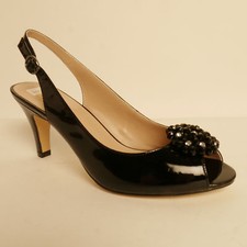 Lotus Fascination Open Back Peep Toe Dress Shoe Black Patent Leather £37.99