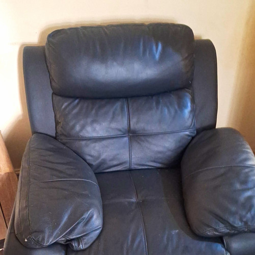 Black leather armchair - black, indoor