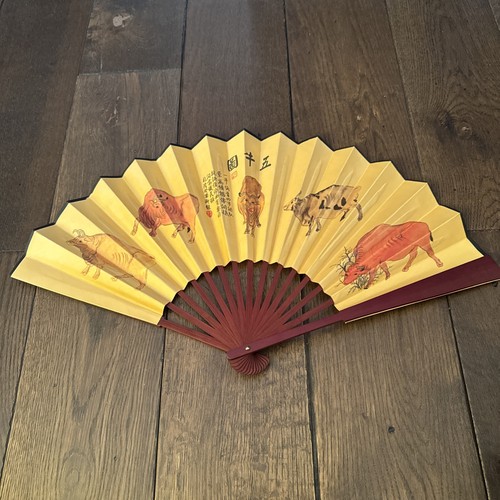 Chinese large vintage hand fan - vintage,