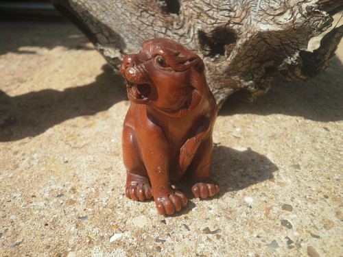Hand carved boxwood netsuke - carved,