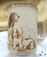Dunoon English Springer Spaniel & Puppies Stoneware Mug Unused w/Label Scotland