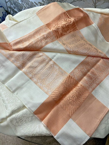 Vintage cream peach cotton - vintage,