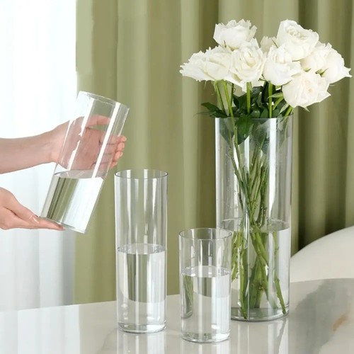 Clear plastic flower vase - plastic,
