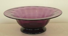 Large Hand Blown Amethyst Studio Glass Bowl Table Centre