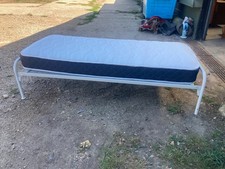 White Metal Frame 3ft Single Bedframe Bed with NEW Memory Foam Mattress