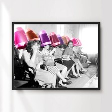 Hair Salon Vintage Art Print Poster Wall Picture Decor Hairdresser Pink ANY SIZE