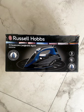 2600W Steam Iron Corded Russell Hobbs Titanium Carbide Ceramic 27090 Blue/Grey