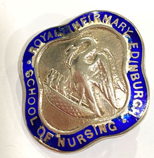 Vintage silver enamel nursing badge Royal infirmary Edinburgh 1934 Number 2775