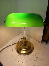 Vintage Brass With Green Shade Bankers Lamp