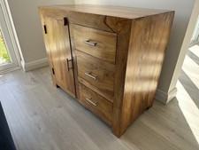 Sheesham Heavy Solid Wood  Compact Sideboard Three Drawers & Cupboard
