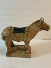 Chinese glazed terracotta horse figurine Mingqi 11” X12”