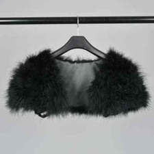 Genuine Ostrich Feather Bolero Shrug Luxury Wedding Shawl Winter Warm Bridal Cap