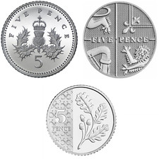 1992 - 2025 5p coin Five pence