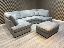 CARNABY Premium Fabric U Shaped Corner Chaise Sofa + Footstool - RRP £1,999