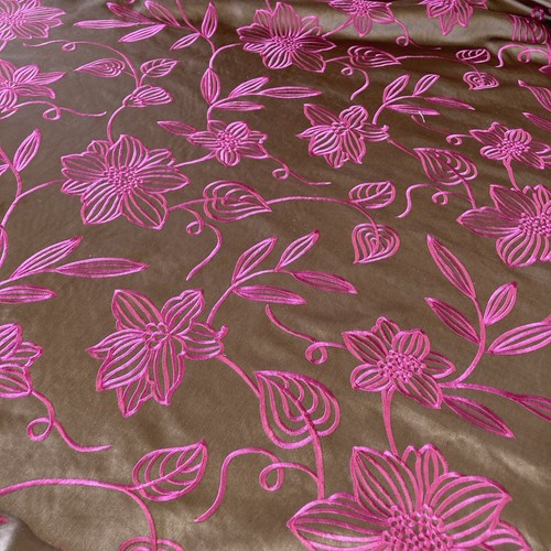 Embroidered faux silk fabric - embroidered,