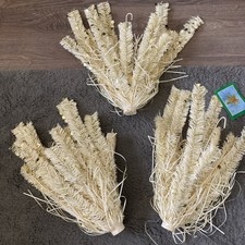 Vintage Ivory & Gold Tinsel Christmas Chandelier star Decoration bundle of 3