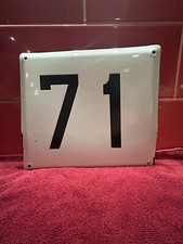 Vintage Antique  Old Enamel House Number Sign no 71. Large 11x10 inch 