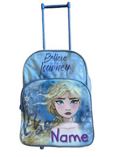 BNIP Girls Custom Name Blue Elsa Trolley Bag Convertible School Carry On Bag