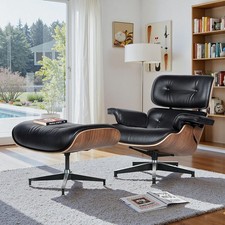 Walnut Black Lounge Chair and