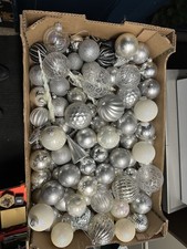 Christmas Tree Baubles X 10 Silver Different Styles 9.99