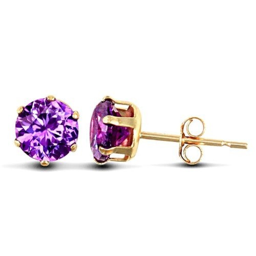9ct gold amethyst stud - gold,