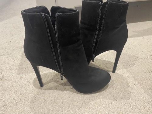 Faith black suede high heel - black,