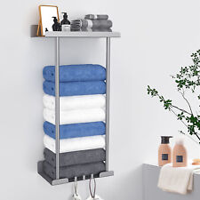 Wall Mounted Towel Rack Bathroom Towel Storage Organizer Metal Shelf Holder