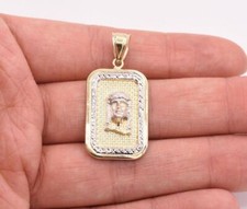1 1/2" Jesus Head Medallion Diamond Cut Pendant Real 10K Yellow White Gold