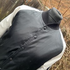 Adidas Black White Colour Block Shiny Satin Bomber Jacket Made Korea Sz 95