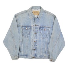 WRANGLER Mens Blue Denim Button Jacket L Cotton Classic Western Style