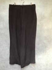 Brown 100%  silk wide leg trousers. Size 14