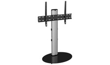 Oval TV Stand with Mounting Column & Storage Base Up to 55 Inch Tv Black &Silver