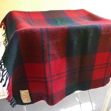 Holm Mills 100% wool tartan plaid blanket throw rug 59" x 36", 150cm x 92cm