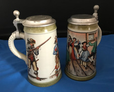Two Vintage Marzi & Remy Lidded Pottery Beer Steins (c.1960s-70s)