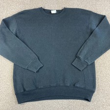 Vintage Lee Sweatshirt Mens L Large Black Sturdy Sweats Heavy Weight Blank Plain