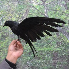Artificial Realistic Woodland Black Crows Birds Garden Halloween Decor