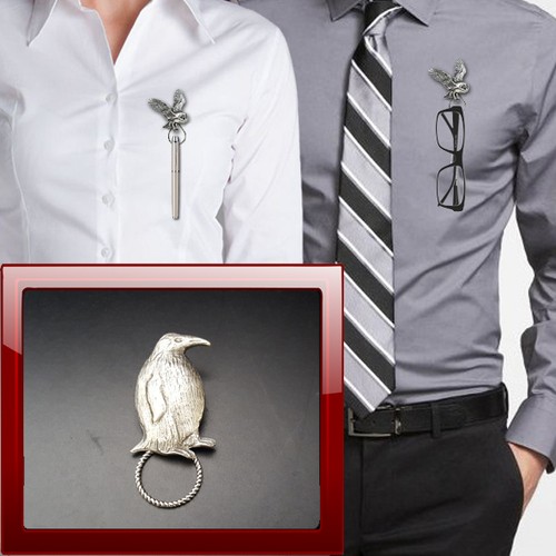 Penguin pewter pin brooch - pewter,