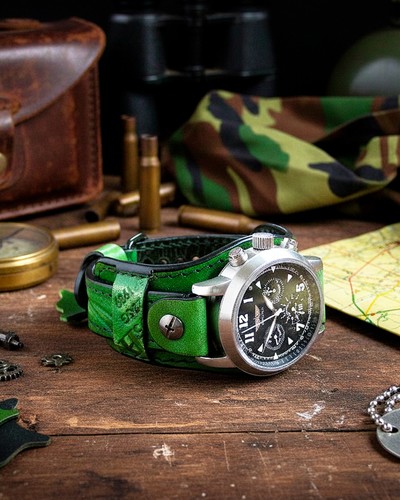 20mm genuine leather green - 20mm,