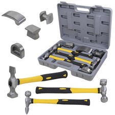 7PC CAR AUTO BODY DENT REPAIR PANEL KIT + CASE BEATERS BEATING FIBREGLASS HAMMER