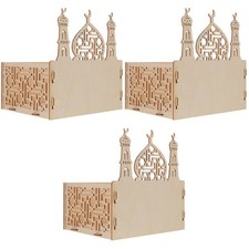 3pcs Ramadan Decoration Muslim Palace DIY Wood Decor Eid Party Home Decoration