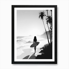 Surfer Girl Walking On The