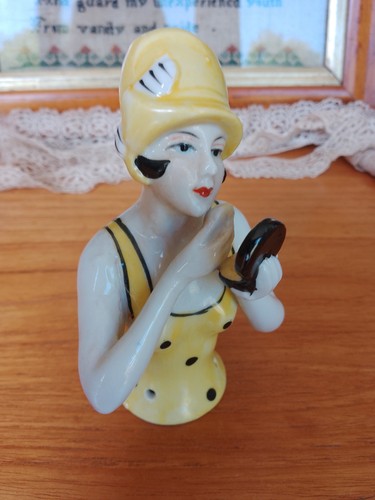 Vintage german porcelain pin - porcelain,