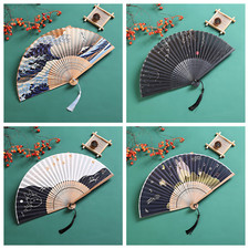 Folding Japanese Hand Fan Bamboo Hand Held Fan Art Dance Traditional Craft Fan