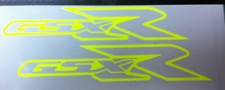 2 X  FLUORESCENT YELLOW  SUZUKI GSX-R   VINYL DECAL STICKERS  170mm x 33mm 